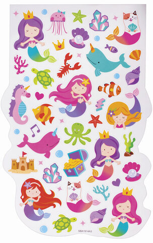 Альбом со сверкающими наклейками "Русалки", 4 листа, более 250 шт., склейка, ЮНЛАНДИЯ, 662697