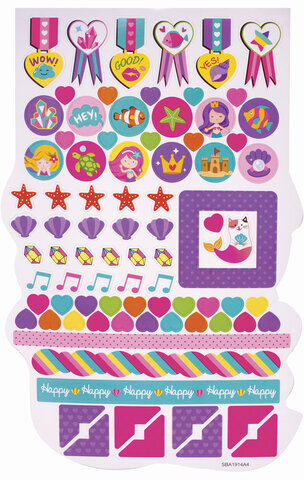 Альбом со сверкающими наклейками "Русалки", 4 листа, более 250 шт., склейка, ЮНЛАНДИЯ, 662697