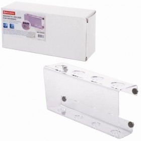 Держатель магнитный для 4 маркеров для доски (85х160 мм), прозрачный акрил, BRAUBERG, РОССИЯ, 235530