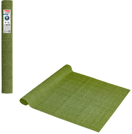 Бумага гофрированная/креповая (ИТАЛИЯ) 180 г/м2, 50х250 см, оливковая желто-зеленая (622(2)), BRAUBERG FIORE, 112617