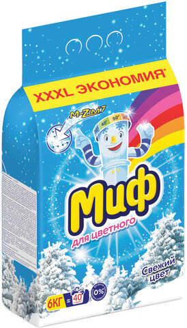 Стиральный порошок-автомат 6 кг, МИФ 3 в 1 "Свежий цвет"