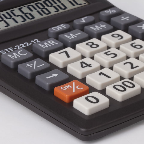 Калькулятор настольный STAFF PLUS STF-222, КОМПАКТНЫЙ (138x103 мм), 12 разрядов, двойное питание, 250420