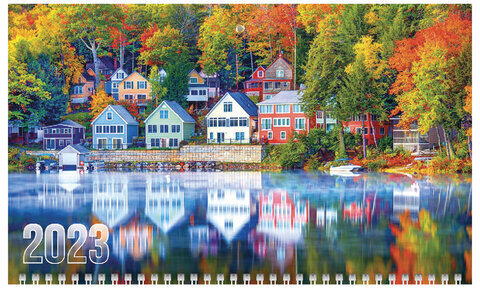 Календарь квартальный с бегунком 2023 г., 3 блока, 3 гребня, ОФИС, "Отражение", HATBER, 3Кв3гр3_27070