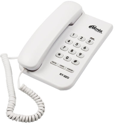 Телефон RITMIX RT-320 white, световая индикация звонка, блокировка набора ключом, белый, 15118348