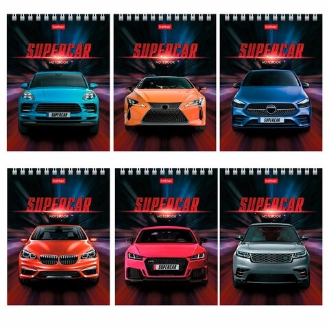 Блокнот МАЛЫЙ ФОРМАТ (110х145 мм) А6, 40 л., гребень, лакированная обложка, клетка, HATBER, "Машины", 40Б6B1гр, В12284