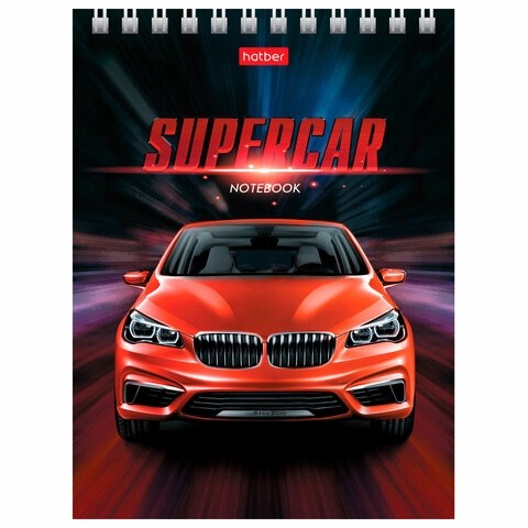 Блокнот МАЛЫЙ ФОРМАТ (110х145 мм) А6, 40 л., гребень, лакированная обложка, клетка, HATBER, "Машины", 40Б6B1гр, В12284