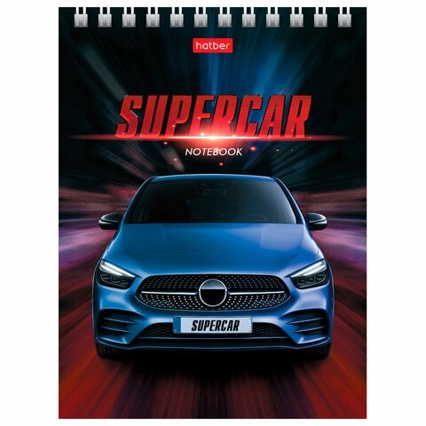 Блокнот МАЛЫЙ ФОРМАТ (110х145 мм) А6, 40 л., гребень, лакированная обложка, клетка, HATBER, "Машины", 40Б6B1гр, В12284
