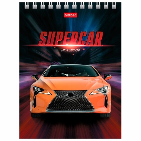 Блокнот МАЛЫЙ ФОРМАТ (110х145 мм) А6, 40 л., гребень, лакированная обложка, клетка, HATBER, "Машины", 40Б6B1гр, В12284