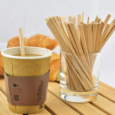 Размешиватель одноразовый деревянный 140 мм, КОМПЛЕКТ 1000 шт., БЕЛЫЙ АИСТ, 607576, 70