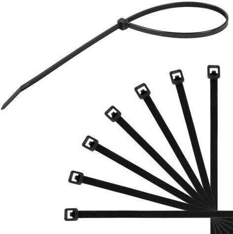 Стяжка (хомут) нейлоновая сверхпрочная POWER LOCK, 3,6x300 мм, КОМПЛЕКТ 100 шт., черная, SONNEN, 607917