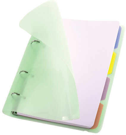 Тетрадь на кольцах А5 175х220 мм, 120 л., пластик, с резинкой и разделителями, BRAUBERG, Зеленый, 404632