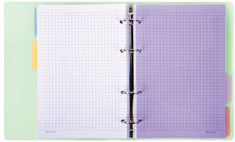 Тетрадь на кольцах А5 175х220 мм, 120 л., пластик, с резинкой и разделителями, BRAUBERG, Зеленый, 404632