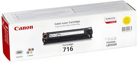 Картридж лазерный CANON (716Y) LBP-5050, желтый, ресурс 1500 страниц, оригинальный, 1977B002