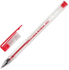 Ручка гелевая STAFF &quot;Basic&quot; GP-789, КРАСНАЯ, корпус прозрачный, хромированные детали, узел 0,5 мм, 142790