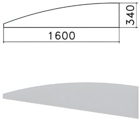 Экран - перегородка &quot;Монолит&quot;, 1600х16х340 мм, БЕЗ ФУРНИТУРЫ (код 640237), серый, ЭМ22.11