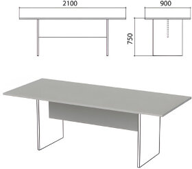 Стол для переговоров &quot;Этюд&quot;, 2100х900х750 мм, БЕЗ ОПОР, серый, 400043-03