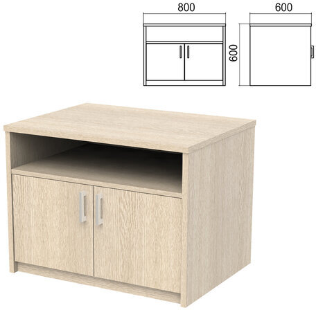 Тумба для оргтехники "Арго", 800х600х600 мм, полка, ясень шимо
