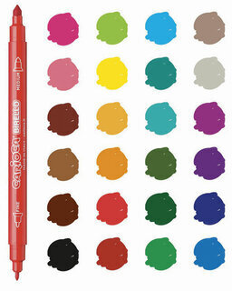 Фломастеры двухсторонние CARIOCA (Италия) "Birello", 24 цвета, суперсмываемые, 41521