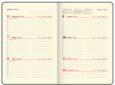 Еженедельник датированный 2025 А5 145х215 мм BRAUBERG "Augustus", под кожу, красный, 115950