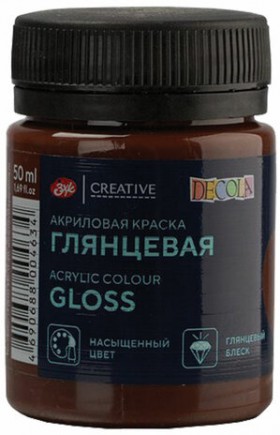 Краска акриловая глянцевая &quot;Декола&quot;, банка 50 мл, коричневая, 2928419