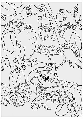 Карандаши цветные ЮНЛАНДИЯ "ЮНЛАНДИК-ДЕТЕКТИВ", 24 цвета, трехгранные, с раскраской, 181682