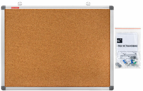 Доска пробковая для объявлений 45х60 см, алюминиевая рамка, BRAUBERG Extra, 238307