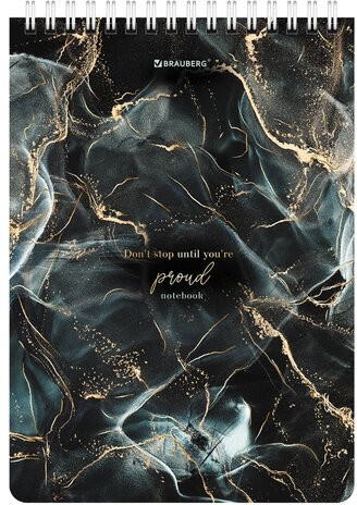 Блокнот А5 (146х206 мм), 80 л., гребень, картон, жесткая подложка, клетка, BRAUBERG, "Marble", 114386