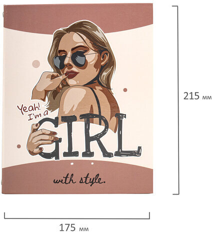 Тетрадь на кольцах А5 175х215 мм, 240 л., твердый картон, с разделителями, BRAUBERG, "Cool Girl", 404100