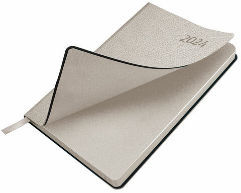 Ежедневник датированный 2024 А5 138x213 мм BRAUBERG "Stylish", под кожу, гибкий, бежевый, 114897