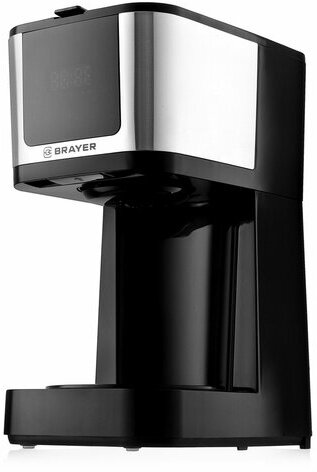 Кофеварка капельная BRAYER BR1125, 900 Вт, объем 1,25 л, LED-дисплей, термокружка в ПОДАРОК, черная