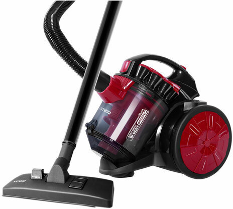 Пылесос CENTEK CT-2531 с контейнером "циклон", 1800 Вт, мощность всасывания 350 Вт, черный/красный