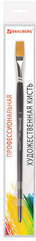 Кисть художественная проф. BRAUBERG ART CLASSIC, синтетика жесткая, плоская, № 18, длинная ручка, 200671