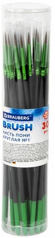 Кисть из ворса пони № 1, BRAUBERG PREMIUM, 200980