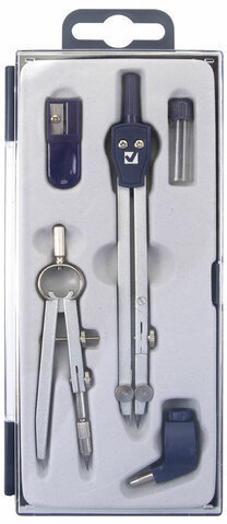 Готовальня BRAUBERG &quot;Student Oxford&quot;, 5 предметов циркуль + кронциркуль, держатель, грифель, точилка, 210338