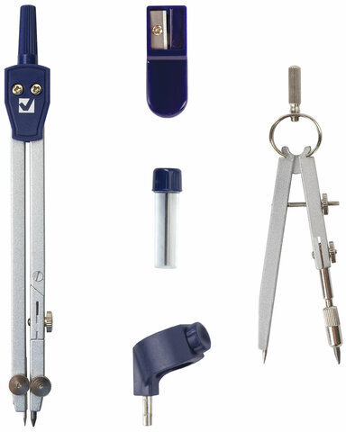 Готовальня BRAUBERG "Student Oxford", 5 предметов циркуль + кронциркуль, держатель, грифель, точилка, 210338