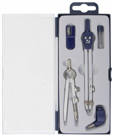 Готовальня BRAUBERG "Student Oxford", 5 предметов циркуль + кронциркуль, держатель, грифель, точилка, 210338