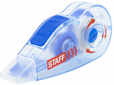 Корректирующая лента STAFF PROFIT, 5 мм х 6 м, механизм перемотки, корпус голубой, блистер, европодвес, 271254