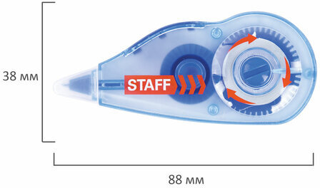 Корректирующая лента STAFF PROFIT, 5 мм х 6 м, механизм перемотки, корпус голубой, блистер, европодвес, 271254