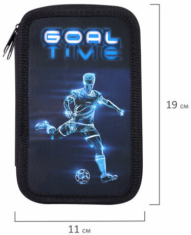Пенал ПИФАГОР, 3 отделения, ламинированный картон, 19х11 см, "Goal", 271547