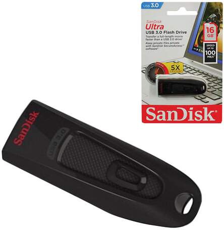 Флеш-диск 16 GB, SANDISK Ultra, USB 3.0, черный, SDCZ48-016G-U46