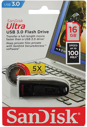 Флеш-диск 16 GB, SANDISK Ultra, USB 3.0, черный, SDCZ48-016G-U46