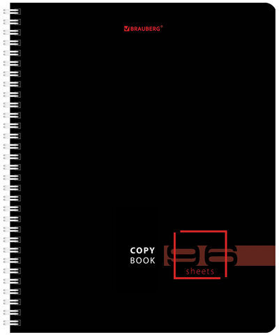 Тетрадь А5 96 л. BRAUBERG, гребень, клетка, глянцевая ламинация, "Dark" (микс в спайке), 404419