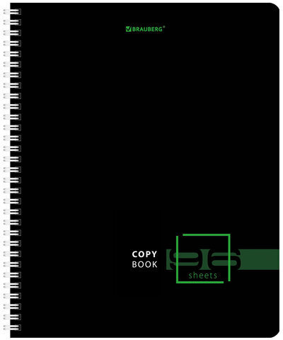 Тетрадь А5 96 л. BRAUBERG, гребень, клетка, глянцевая ламинация, "Dark" (микс в спайке), 404419