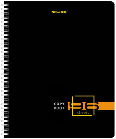 Тетрадь А5 96 л. BRAUBERG, гребень, клетка, глянцевая ламинация, "Dark" (микс в спайке), 404419