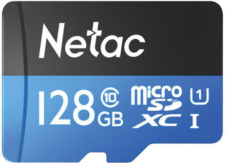 Карта памяти microSDXC 128 ГБ NETAC P500 Standard, UHS-I U1, 90 Мб/с (class 10), адаптер, NT02P500STN-128G-R