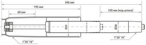 Газлифт BRABIX A-100 короткий, черный, длина в открытом виде 346 мм, d50 мм, класс 2, 532001