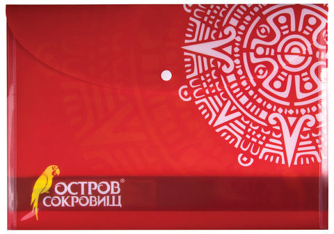 Папка-конверт с кнопкой ОСТРОВ СОКРОВИЩ, А4, 160 мкм, до 100 листов, цветная печать, 228051