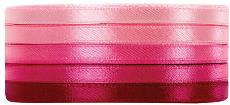 Лента атласная ширина 6 мм, РОЗОВЫЙ СПЕКТР набор 5 цветов по 23 м, BRAUBERG, 591491