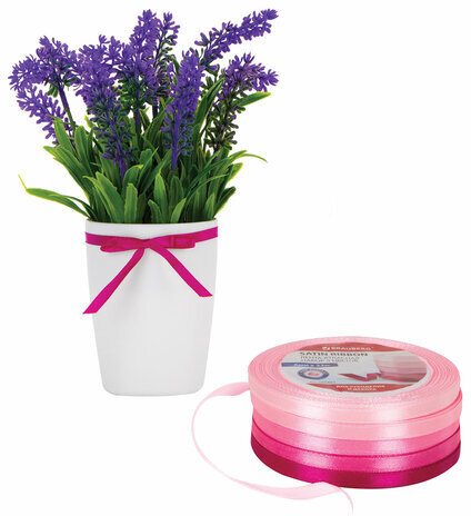 Лента атласная ширина 6 мм, РОЗОВЫЙ СПЕКТР набор 5 цветов по 23 м, BRAUBERG, 591491