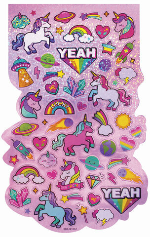 Альбом со сверкающими наклейками "Единороги", 4 листа, более 250 шт., склейка, ЮНЛАНДИЯ, 662698
